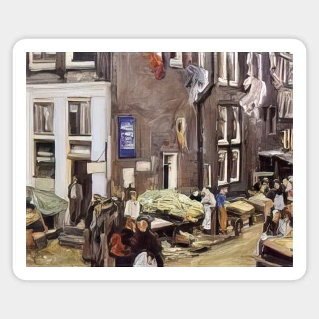 jewish quarter in amsterdam 1905 - Max Liebermann Sticker by Kollagio